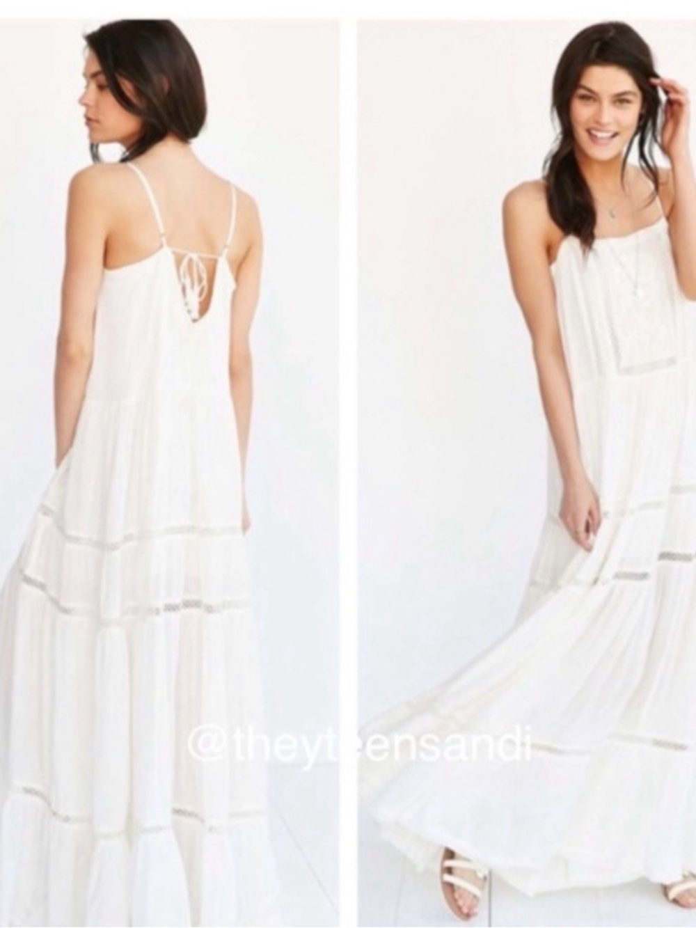 Urban outfitters Creamy White Lace-Panel Maxi Dress